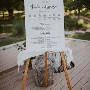 Wedding Program Sign Template, Modern Wedding, Wedding Itinerary, Timeline Sign, Download, Editable, Template, Minimalist, Modern, 003 image 2