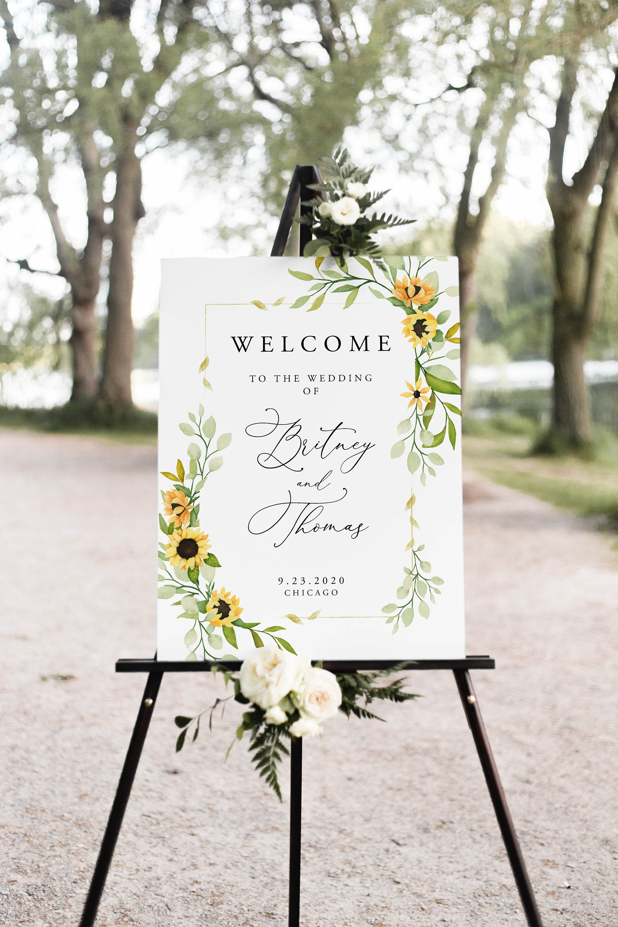 Sunflower Welcome Sign, Sunflower Wedding, Printable Wedding 