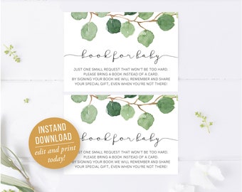 Book for Baby Greenery Baby Shower Invitation Eucalyptus Baby Shower Neutral Baby Shower Invitation Instant Download Template