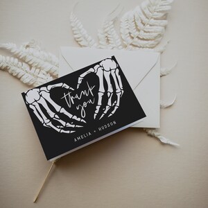 Thank You Card Template, Skeleton Heart Hands Thank You, Til Death Thank You Card, Gothic,Hipster, Halloween Thank You, Editable, 69 image 2