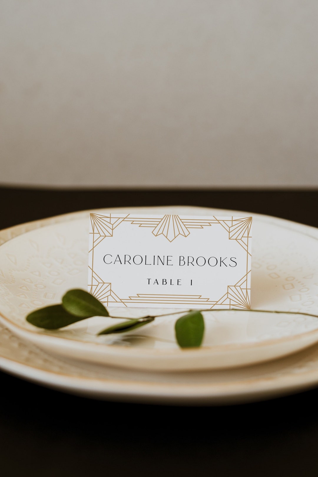 Art Deco Place Card Template, With Meal Option, Printable Art Deco