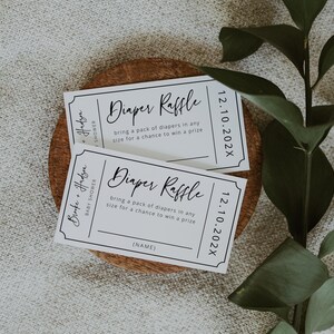 Diaper Raffle Ticket, Baby Shower Raffle, Baby Shower Door Prize Ticket , Baby Shower Invitation Insert, Ticket Template, Minimalist, 003 image 2