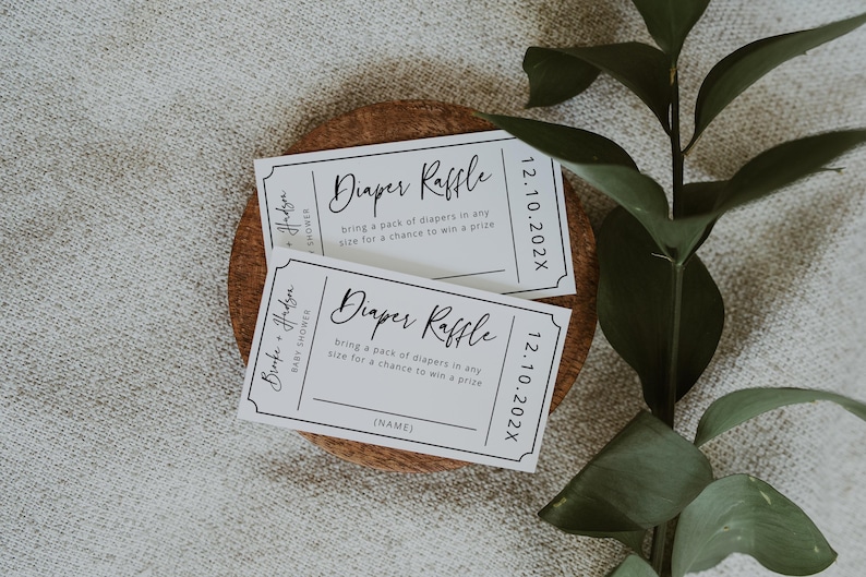 Diaper Raffle Ticket, Baby Shower Raffle, Baby Shower Door Prize Ticket , Baby Shower Invitation Insert, Ticket Template, Minimalist, 003 image 2