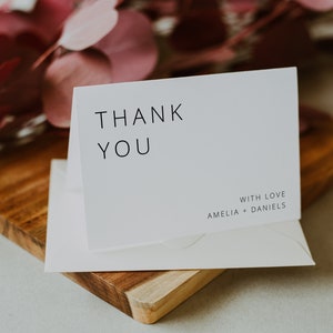 Minimalistische Dankeskarten-Vorlage, Minimalistische Hochzeit, Brautparty Dankeschön gefaltete Karte, Note Card, Instant Download, Templett, 039