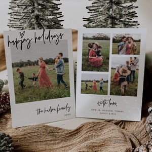 Photo Holiday Card, Minimalist Photo Holiday, Modern Christmas Card, Christmas Photo Card, DOWNLOAD, Editable, Template, 41