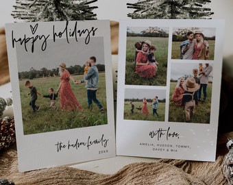 Photo Holiday Card, Minimalist Photo Holiday, Modern Christmas Card, Christmas Photo Card, DOWNLOAD, Editable, Template, 41