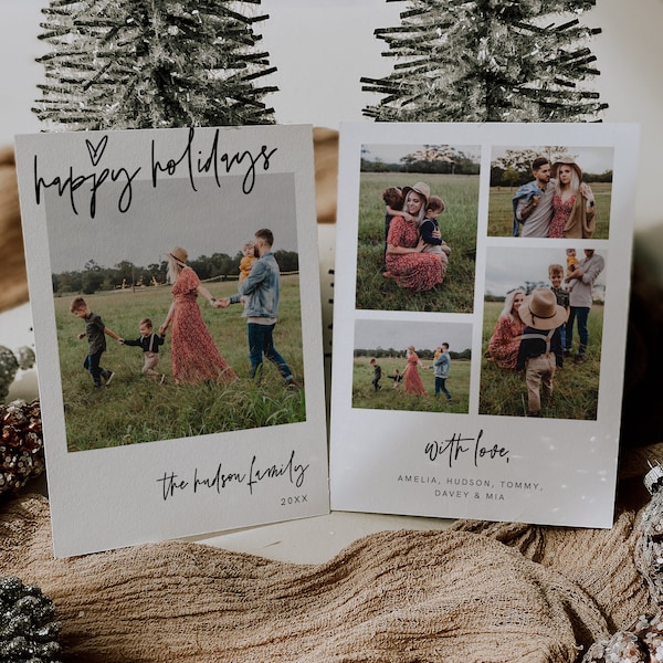 Photo Holiday Card, Minimalist Photo Holiday, Modern Christmas Card, Christmas Photo Card, DOWNLOAD, Editable, Template, 41