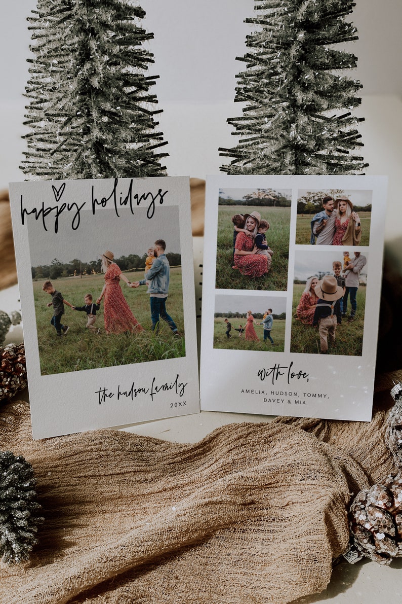 Photo Holiday Card, Minimalist Photo Holiday, Modern Christmas Card, Christmas Photo Card, DOWNLOAD, Editable, Template, 41 