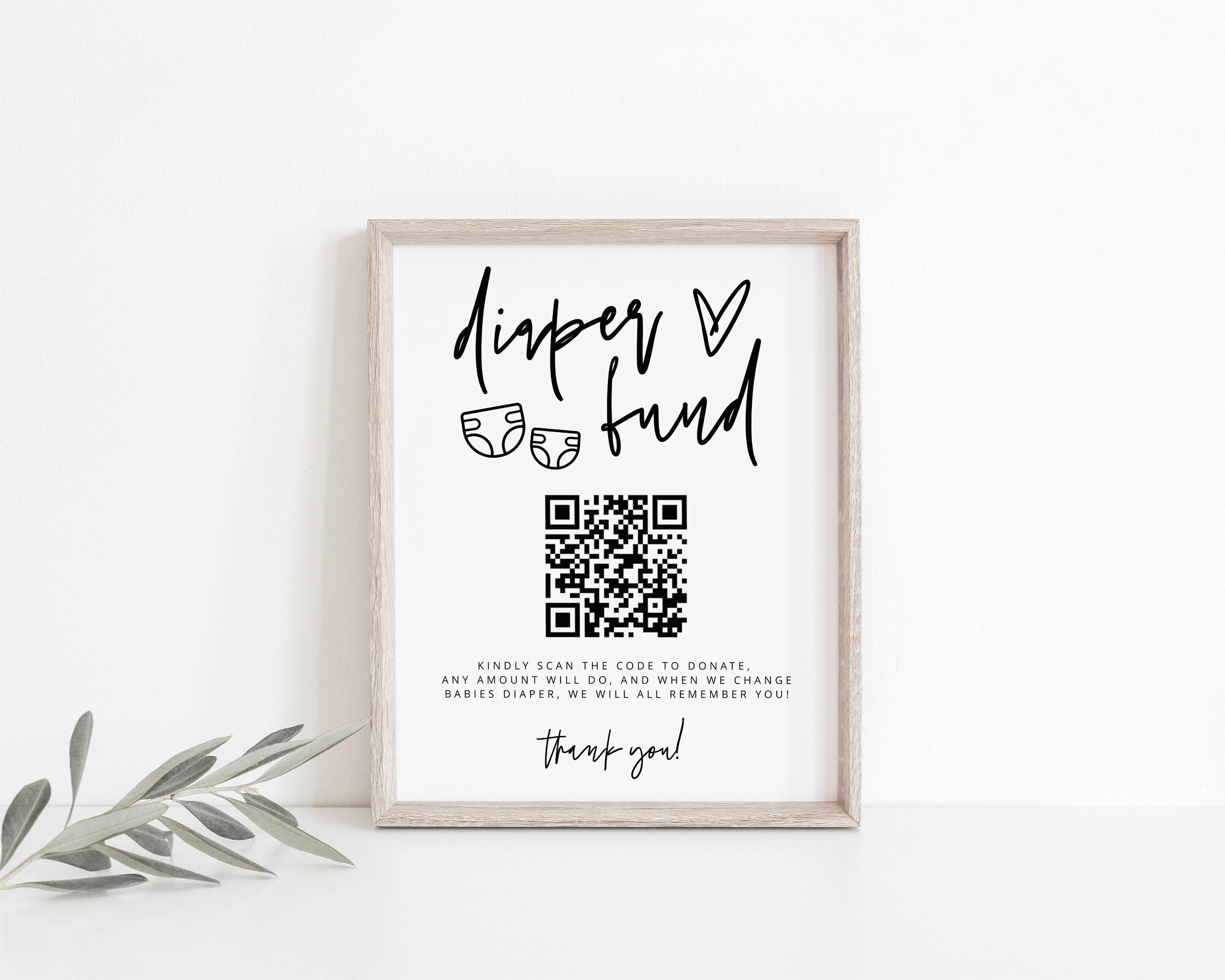 Diaper Fund Sign Venmo Baby Shower Sign Diaper QR Cash Gift Etsy