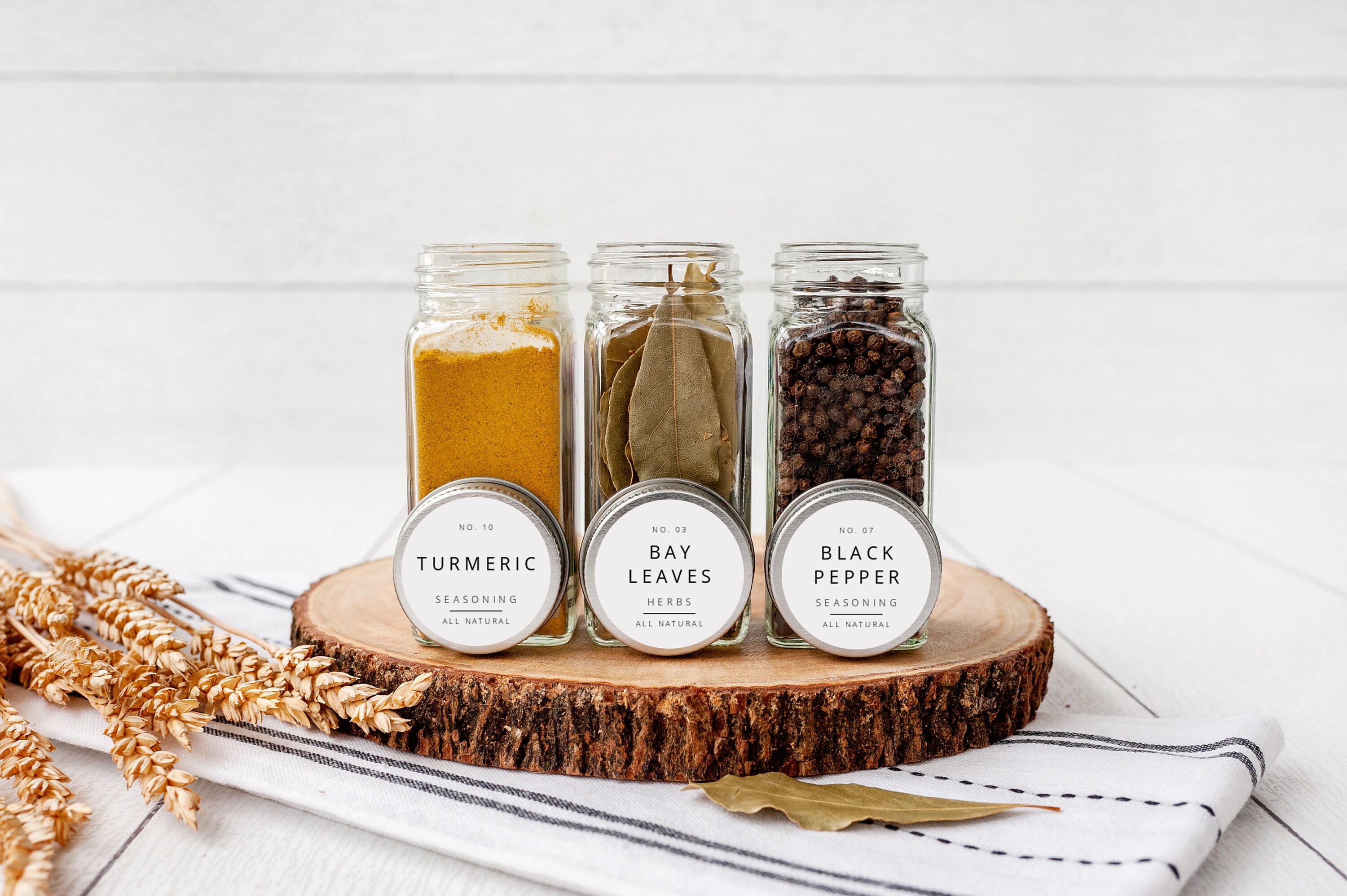 Spice Jar Round Labels Template Modern Minimalist Spice Etsy