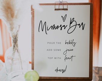 Letrero para barra de mimosa, letrero y etiquetas minimalistas y modernos para barra de mimosa, letrero para barra de mimosa para boda, ideas para baby shower, editables, descarga instantánea, 41