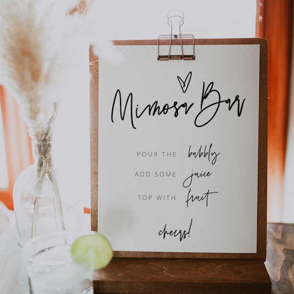 Mimosa Bar Sign, Modern Minimalist Mimosa Bar Sign and Tags, Wedding Mimosa Bar Sign, Baby Bridal Shower DIY, Editable, Instant Download, 41