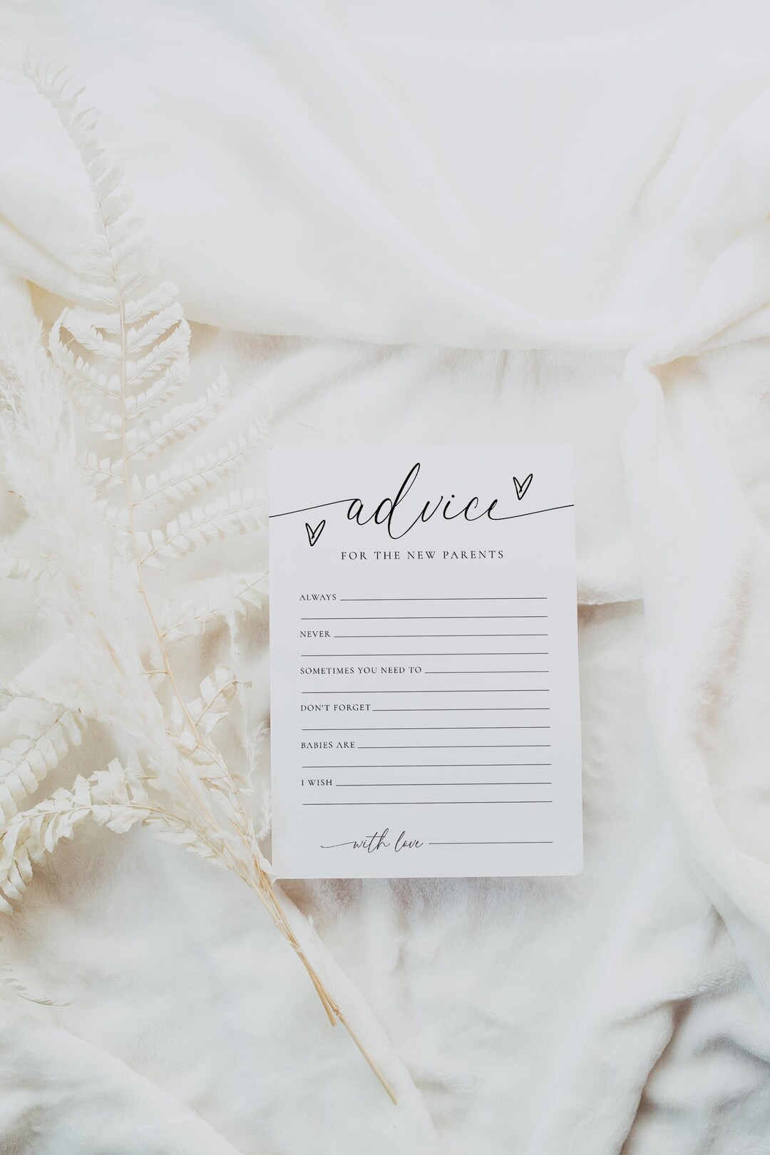 Minimalist Baby Advice Writing Cards, Printable Baby Shower Advice Card ...