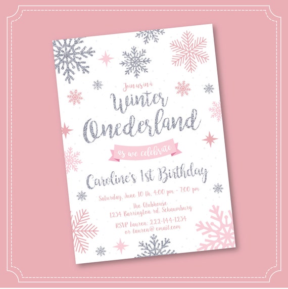 Download Winter Onederland Invitation Winter Onederland Birthday Invitation Pink Winter Onederland Winter Wonderland Invitation Paper Paper Party Supplies