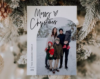 Christmas Photo Card Template, Minimalist Photo Holiday, Arch Christmas Card, Arch Christmas Photo Card, Boho Holiday Card, CANVA, 41