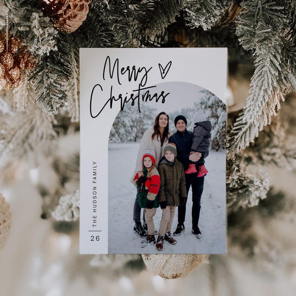 Christmas Photo Card Template, Minimalist Photo Holiday, Arch Christmas Card, Arch Christmas Photo Card, Boho Holiday Card, CANVA, 41