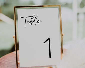 Modern Table Number Card Template, Minimal Simple Clean Wedding Table Number, Editable, INSTANT DOWNLOAD, Templett, DIY, 003