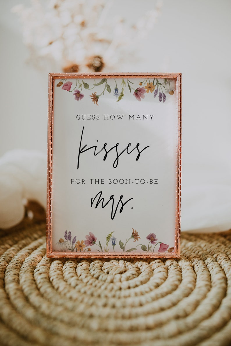 How Many Kisses Bridal Shower Game, Wildflower Bridal Shower Printable, Hershey Kisses Game, Floral bridal, Instant Download, Templett, 55 image 1