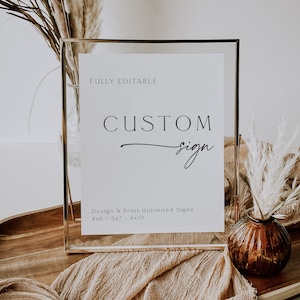 Minimalist Custom Sign Template, Minimalist Wedding or Bridal Shower Table Sign, Create Any Sign, Bridal Sign, Modern, DOWNLOAD, 89