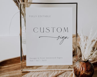 Minimalist Custom Sign Template, Minimalist Wedding or Bridal Shower Table Sign, Create Any Sign, Bridal Sign, Modern, DOWNLOAD, 89