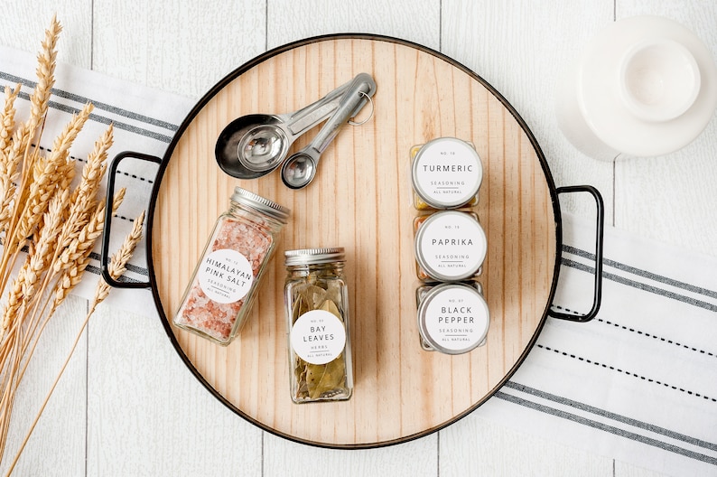 Spice Jar Round Labels Template Modern Minimalist Spice Etsy