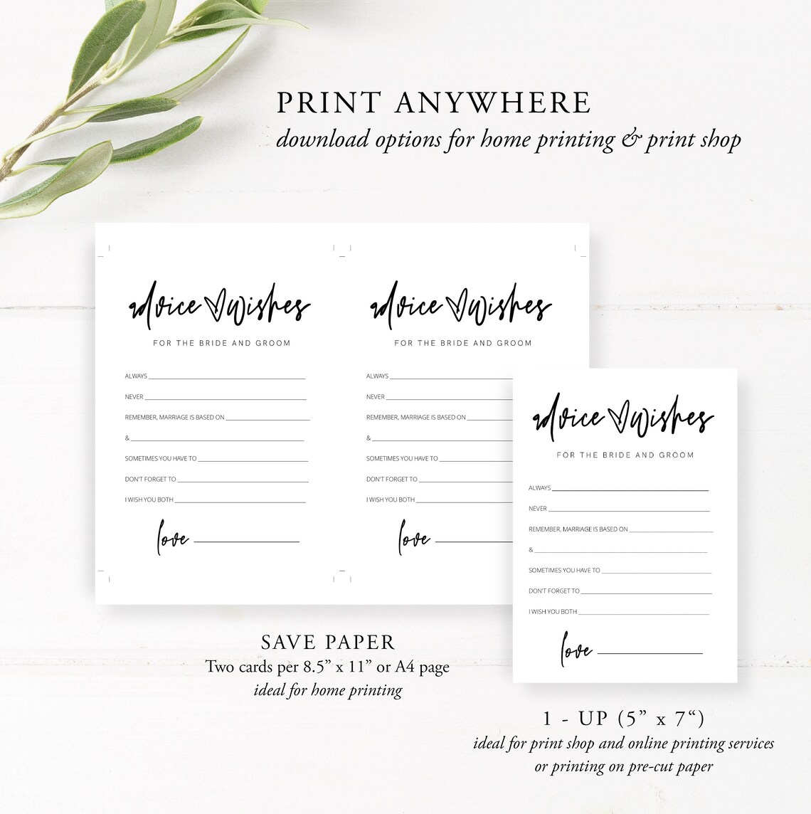 Modern Advice for the Bride and Groom Card Template Advice - Etsy