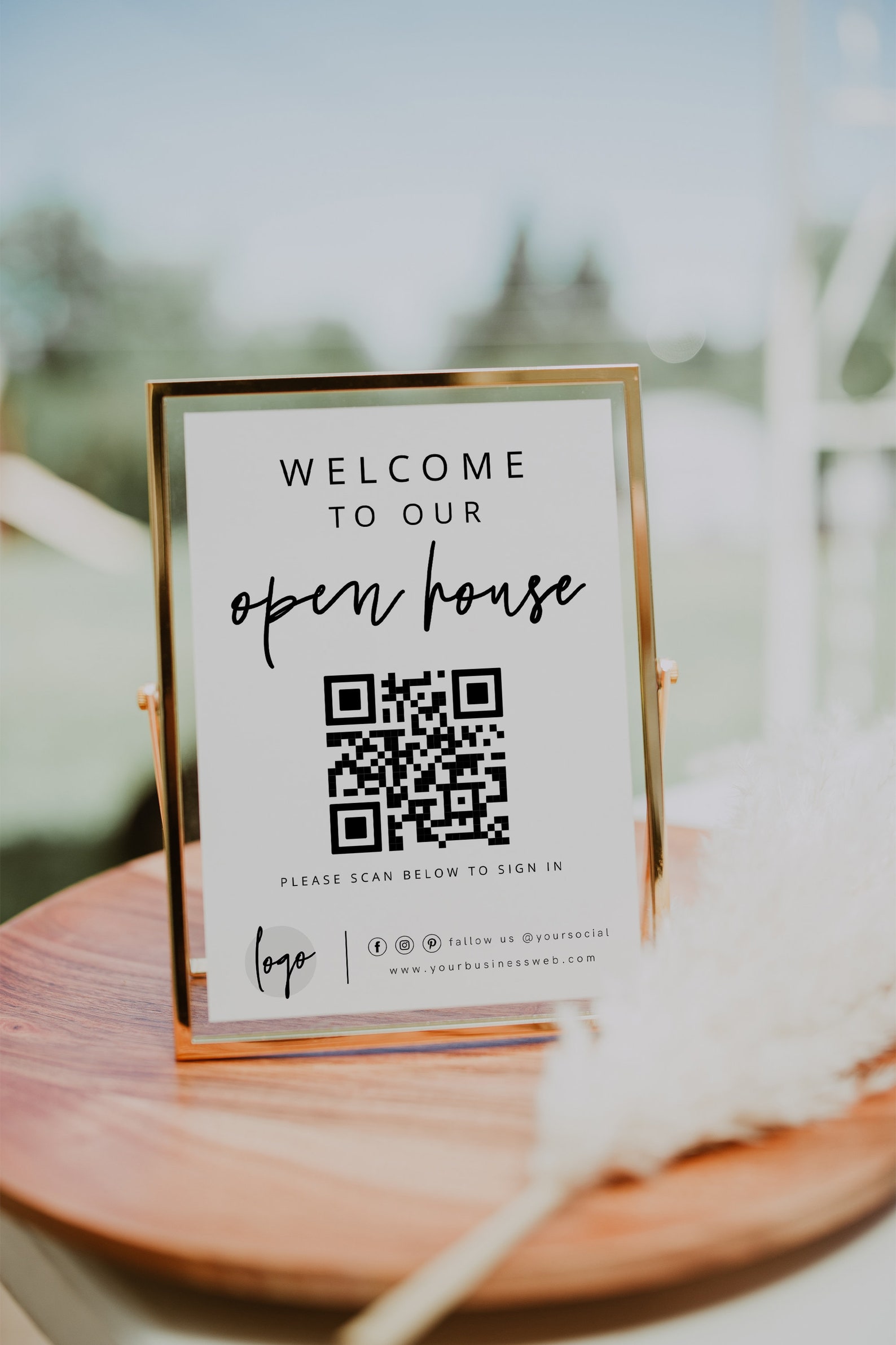 Open House Sign in Sheet W/ QR Code Template, Printable Sign for ...