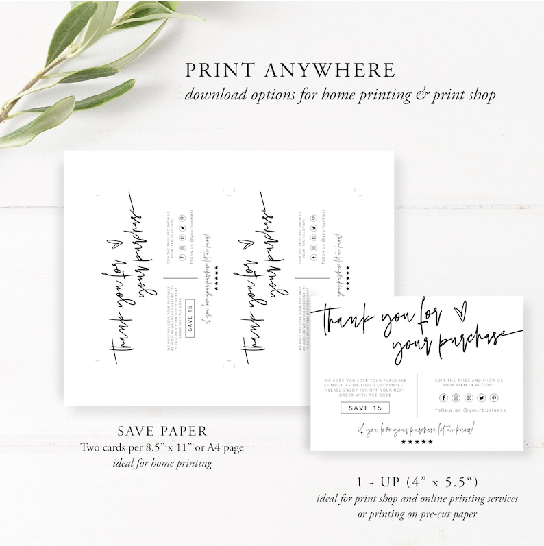 small business thank you card template printable thank you