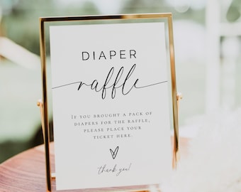 Letrero para rifa de pañales, Letrero minimalista para juego de pañales para baby shower, Juego de rifa de pañales estilo boho para baby shower, Juego moderno instantáneo para baby shower, 137