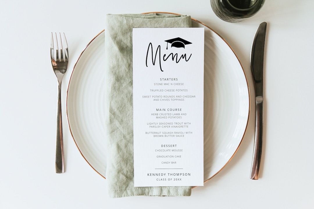 Graduation Party Food Menu Template, Graduation Party Decorations