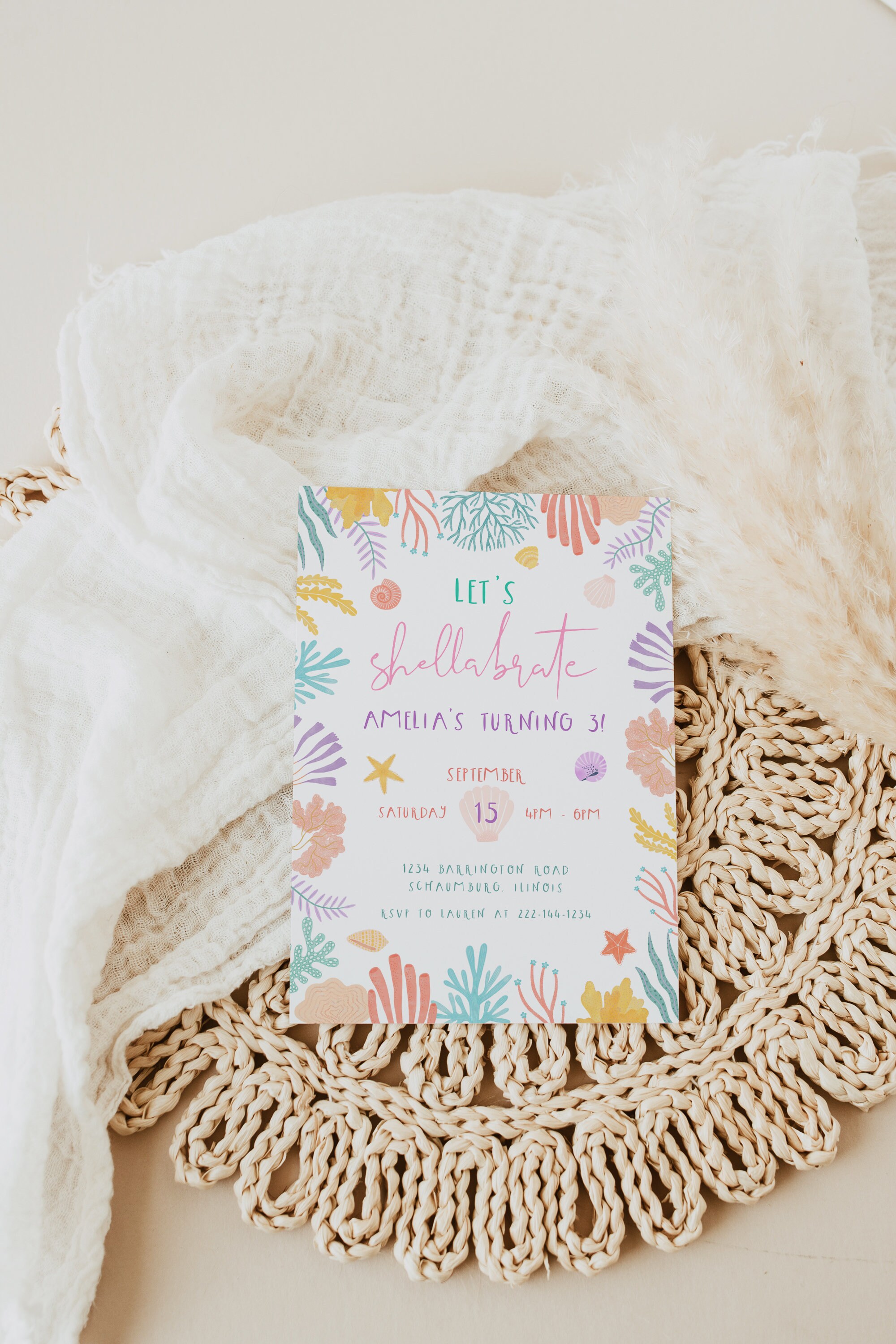 Sea Shell Invitation Template Shellabration Party Invitation Sea Shells ...