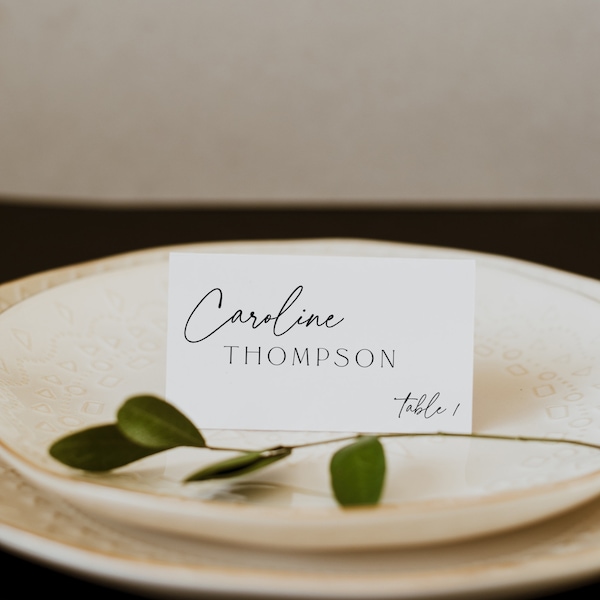 Minimalist Wedding Place Card Template, Printable Place Cards, Modern Wedding Template, Calligraphy, DOWNLOAD, Editable, Templett , 89