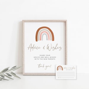 Placas de aviso e cartões de escrita para bebês com arco-íris, Placa de aviso para bebês, Conselhos para bebês, Cartão de aviso, Chá de bebê com arco-íris, Editável, Modelo