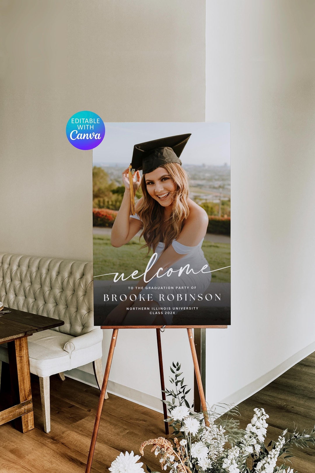 Grad Sign Vertical Modern Graduation Sign, Grad Party Decor, Modern Grad Sign, Graduation ...