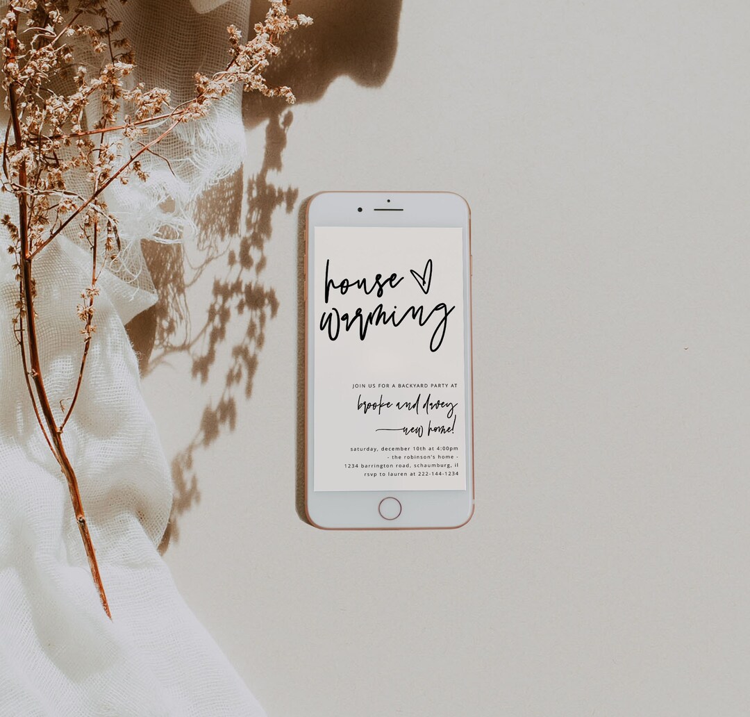 Housewarming Party Digital Invitation , Minimal Housewarming Party, BBQ ...