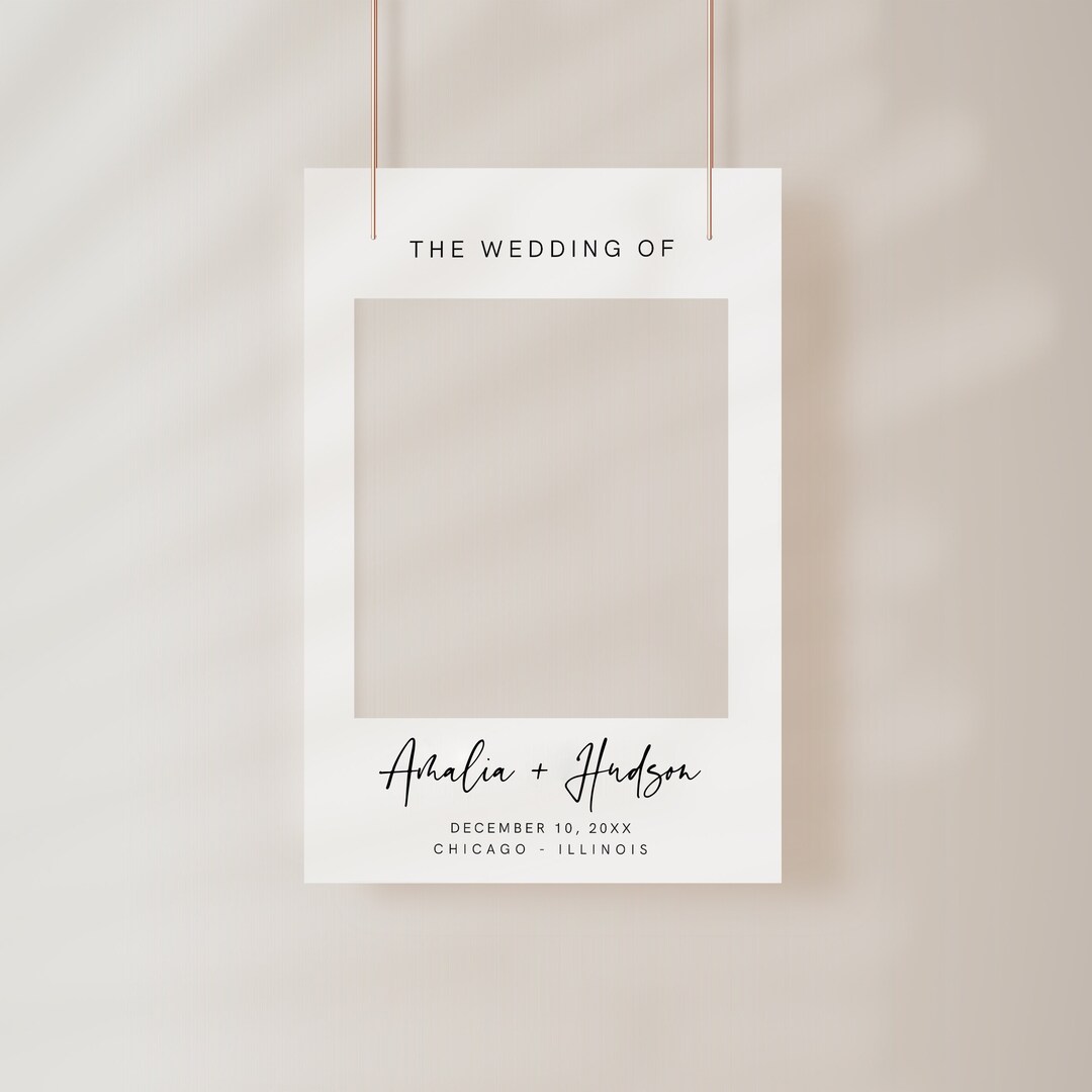 Modern Photo Prop Frame Template, Minimalist Wedding Photo Frame Prop Printable, Photo Booth