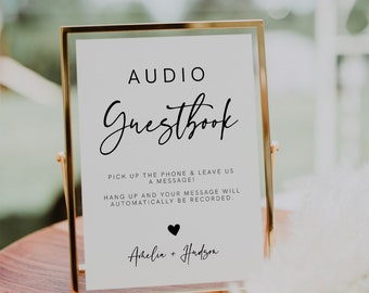 Telephone Guestbook Sign Printable, Modern Minimalist Wedding Sign, Audio Guest Book Sign, The Newlyweds Can't Come to the Phone DIY, 003