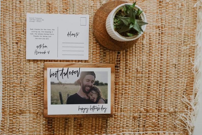 Father's Day Card Postcard Template, Photo Fathers Day Card, Happy Father's Day Postcard, Dad Gift, Modern, Editable, Download, 41 image 3