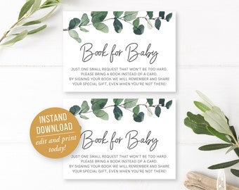 Book for Baby Greenery Baby Shower Invitation Eucalyptus Baby Shower Neutral Baby Shower Invitation oh baby Invite Instant Download Template