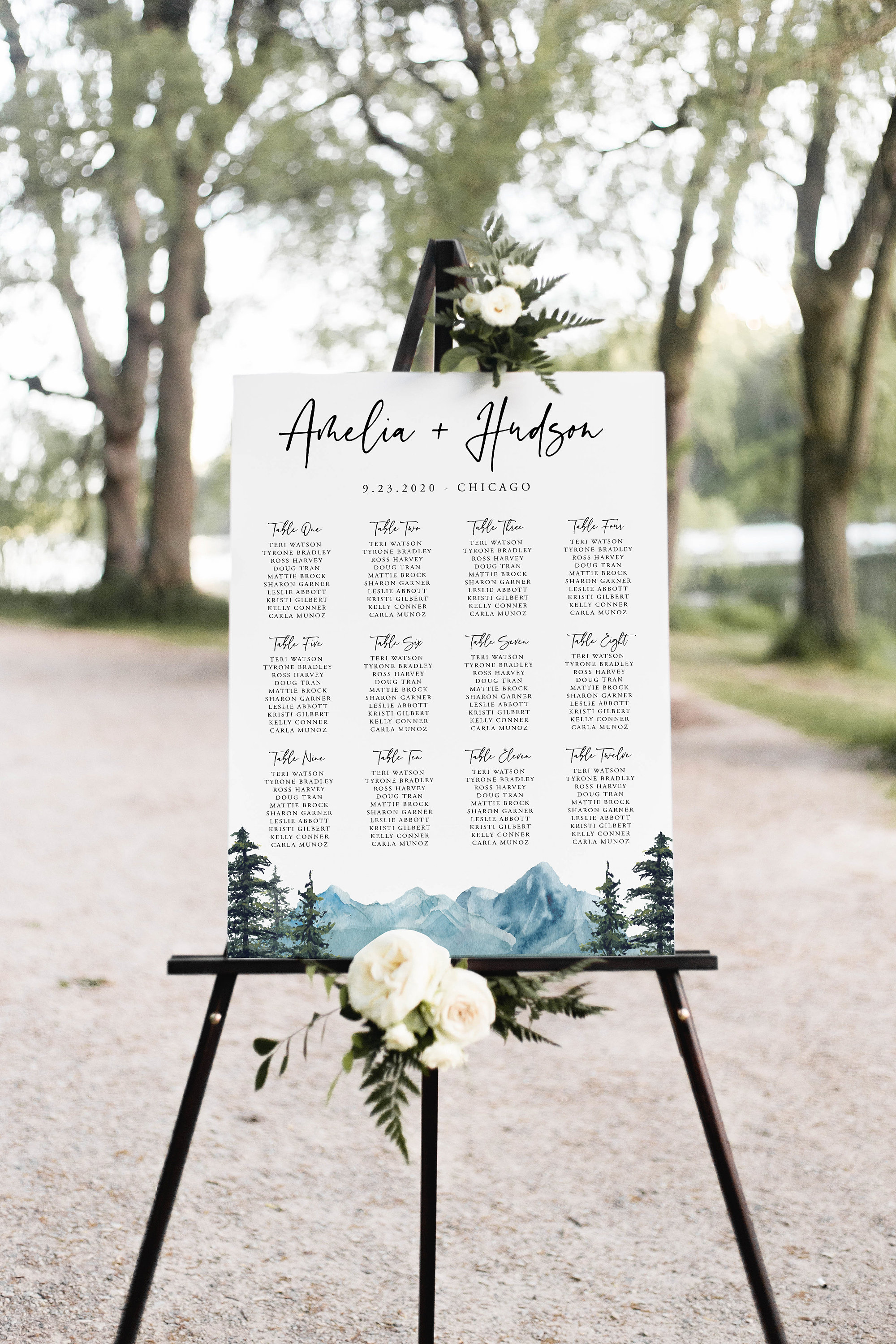 Mountain Seating Chart Poster Woodland Printable Wedding Etsy