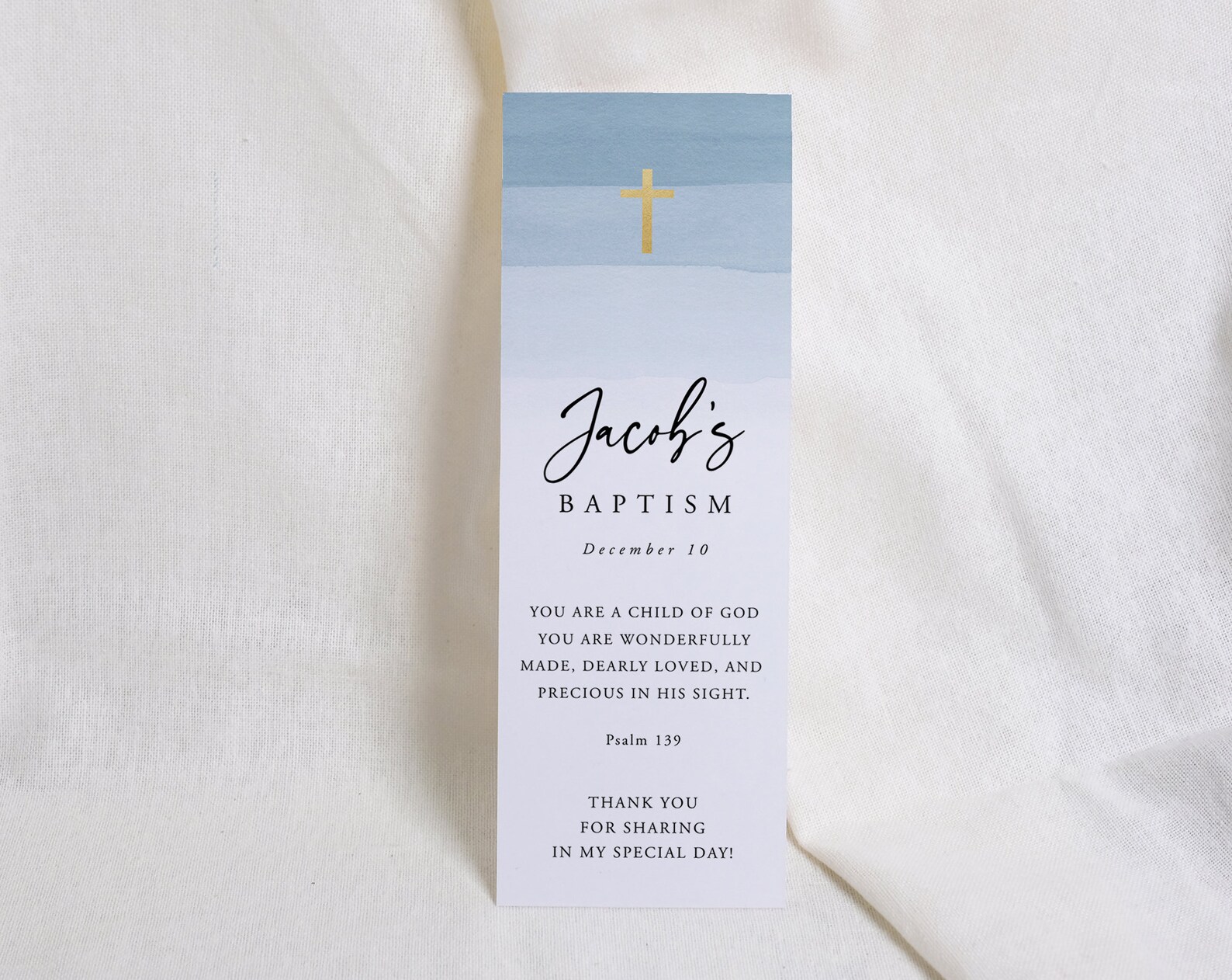 Baptism Bookmark Template, Instant Download, Editable Bookmark Keepsake ...