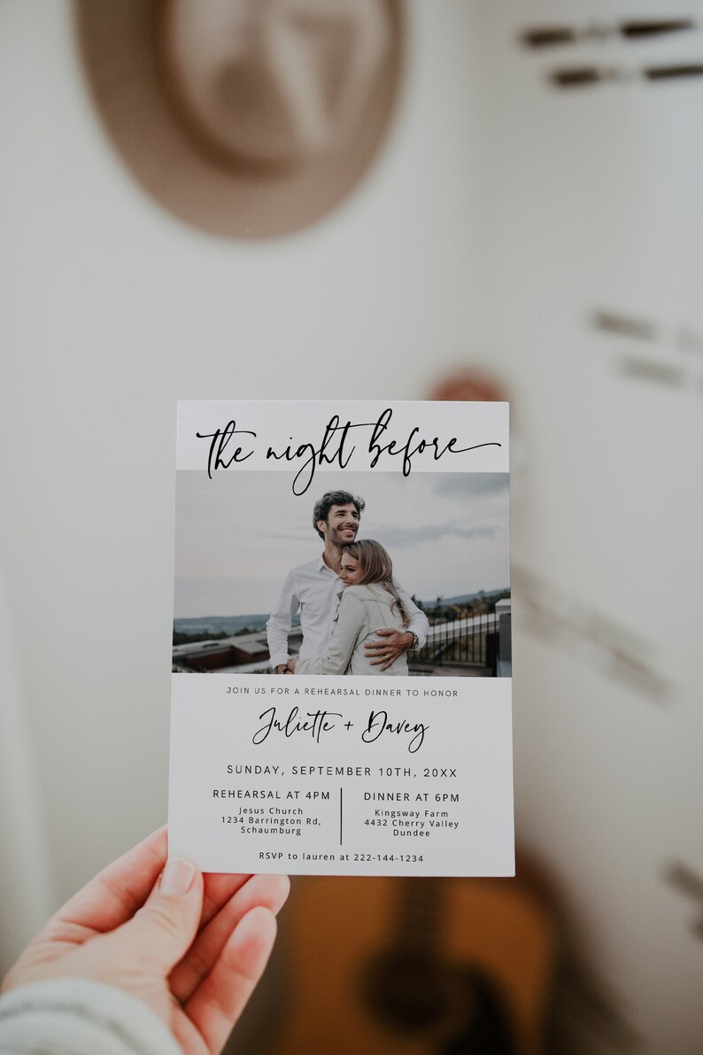 Modern Rehearsal Dinner Invitation Template the Night Before Etsy
