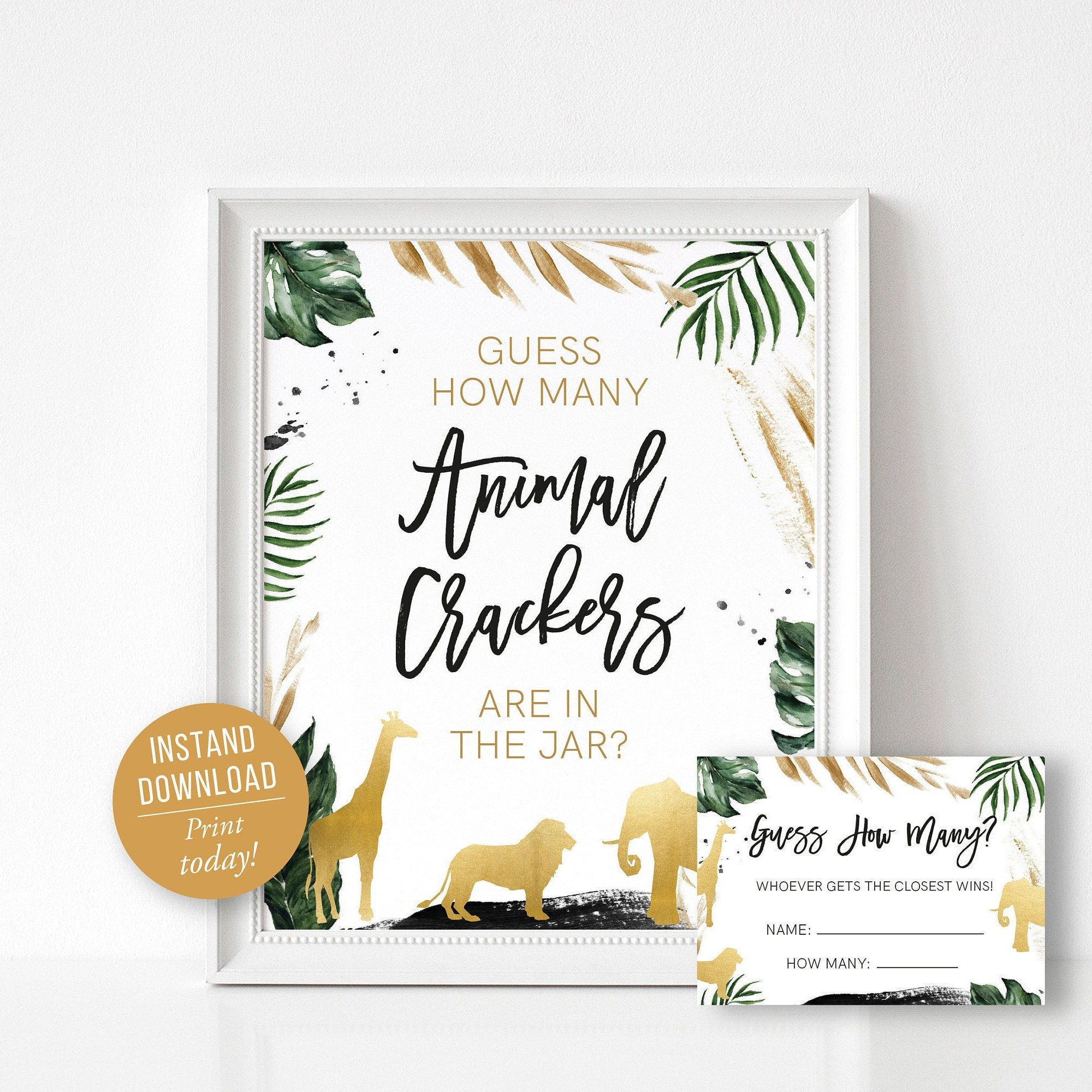 Safari Baby Shower Guess How Many Animal Crackers Game Sign