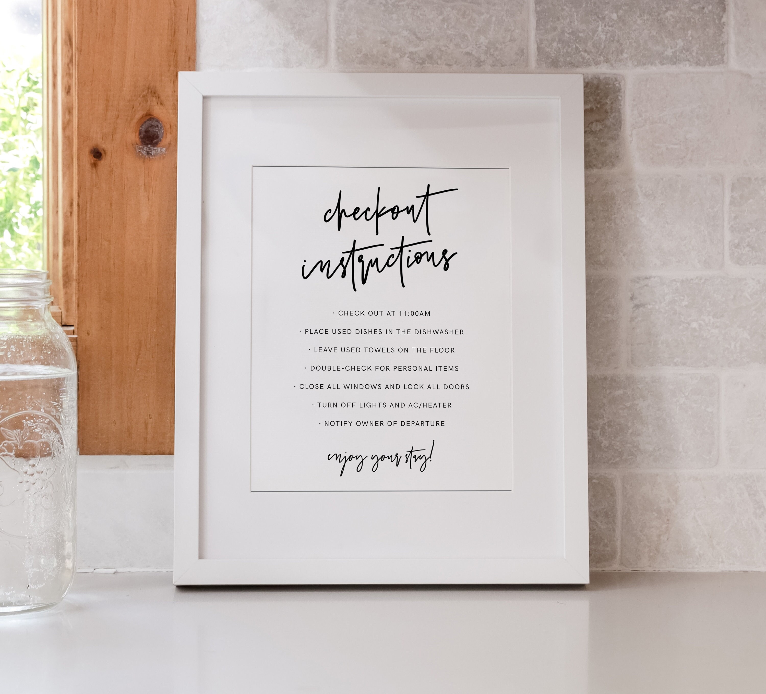 Checkout sign airbnb printable checkout instruction sign etsy