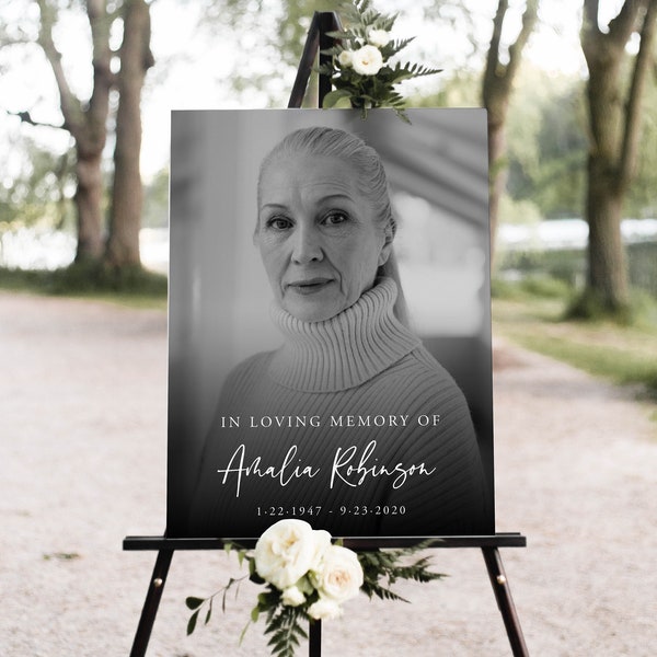 Funeral Welcome Sign, Celebration Of Life Poster, In Loving Memory, Memorial Board, TRY BEFORE You BUY, Printable Obituary, Editable, 003