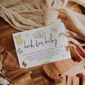 Książka dla dziewczynki na kartkę dla dziecka, wkładka do półki na książki dla dzieci, boho baby shower, karta „zabierz książkę”, karta z książką, baby shower z ubraniami, edytowalny dodatek, 95
