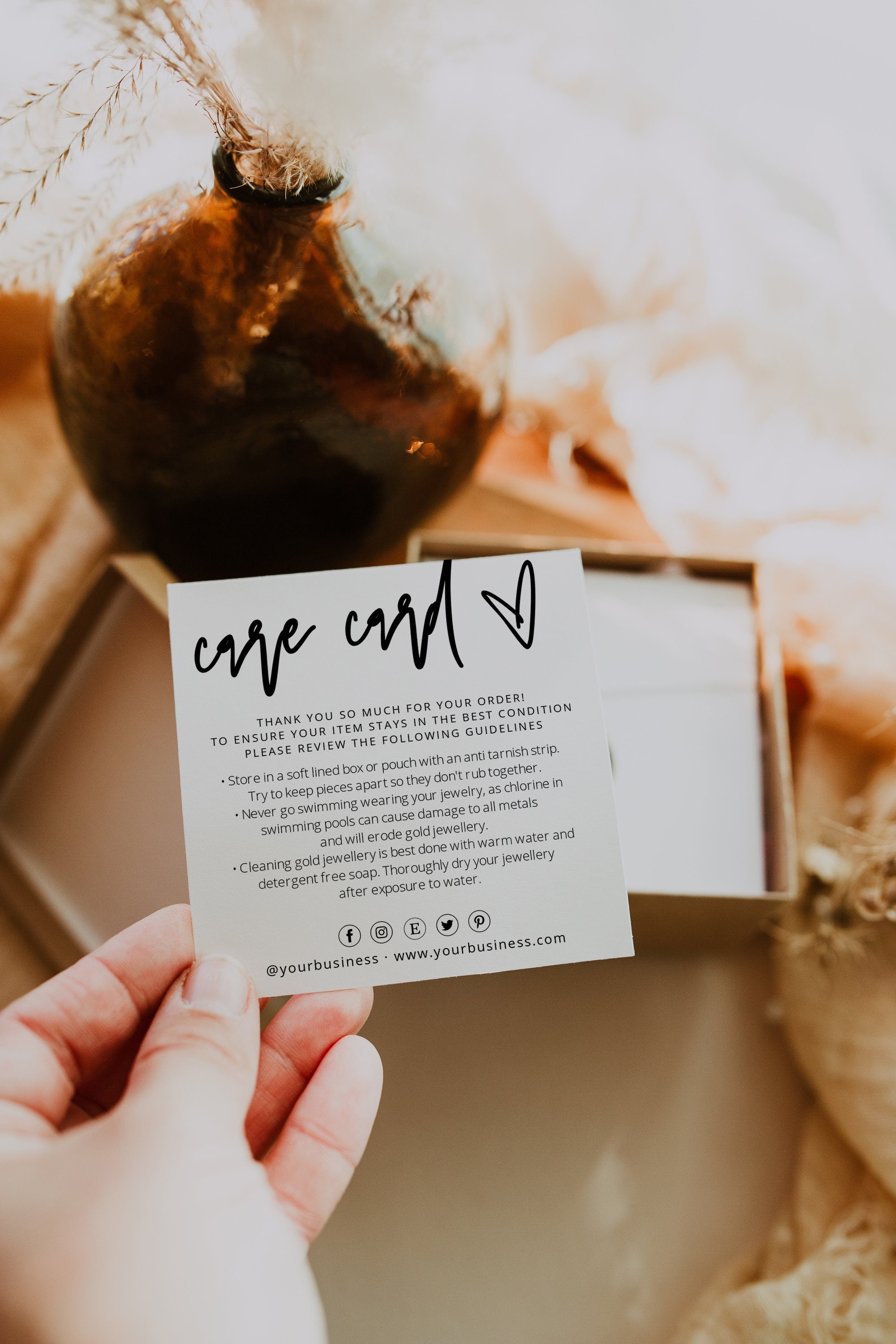 Care Card Template Small Business Care Card Jewelry Care - Etsy