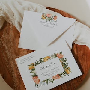Envelope Address Template, Orange Wedding Envelope, Citrus Wedding Envelope Template, Editable Wedding Envelopes, Printable, 18