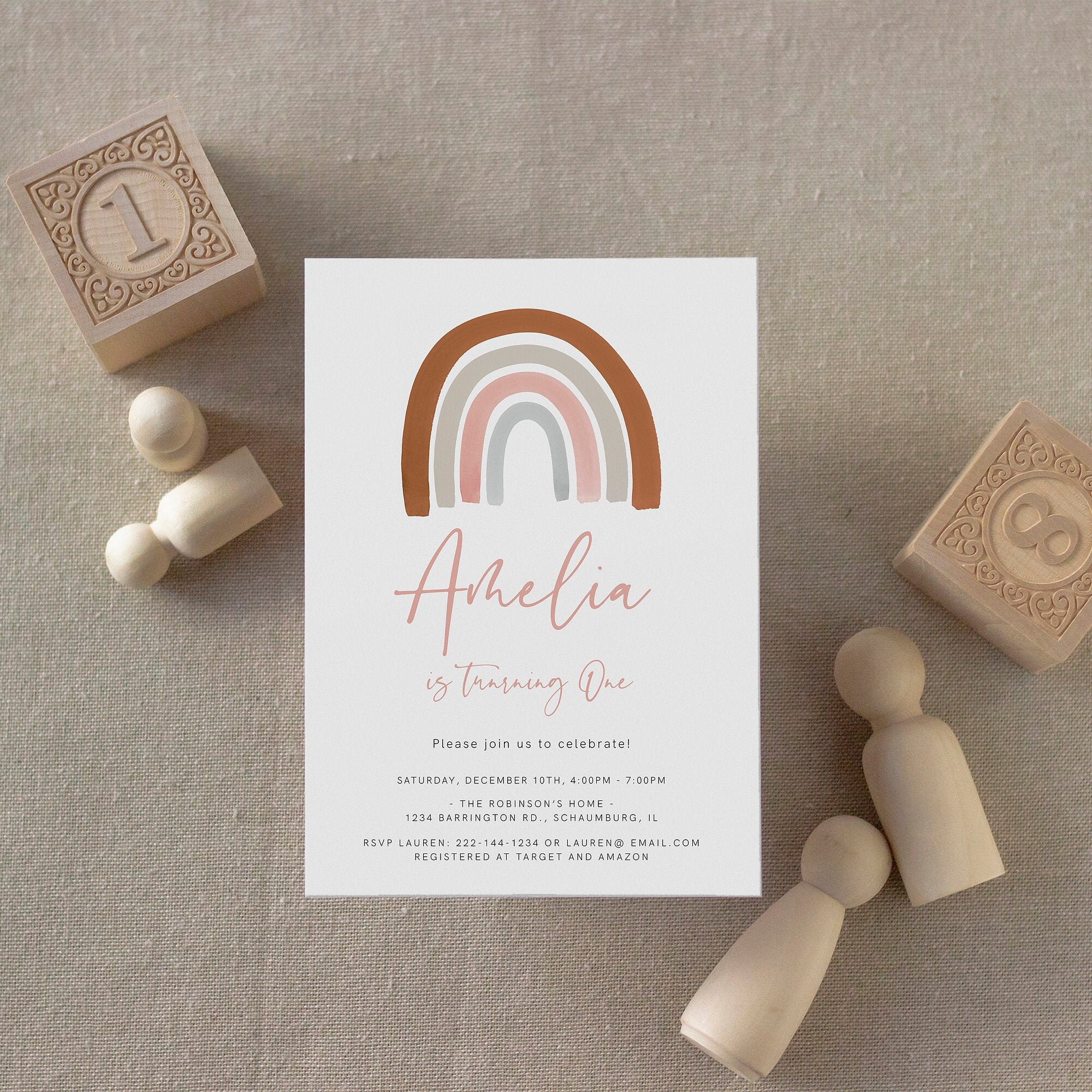 Paper & Party Supplies Rainbow Birthday Invite Rainbow Invite Rainbow