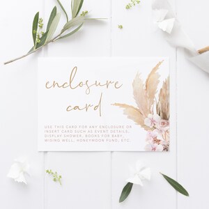 Pampas Grass Einschlusskarte, Hochzeitseinladung Einsatz, Babyparty Einsatz, bearbeitbare Details & Informationen, Sofort Download, Templett